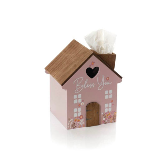 Wooden Bless You Tissue Box House