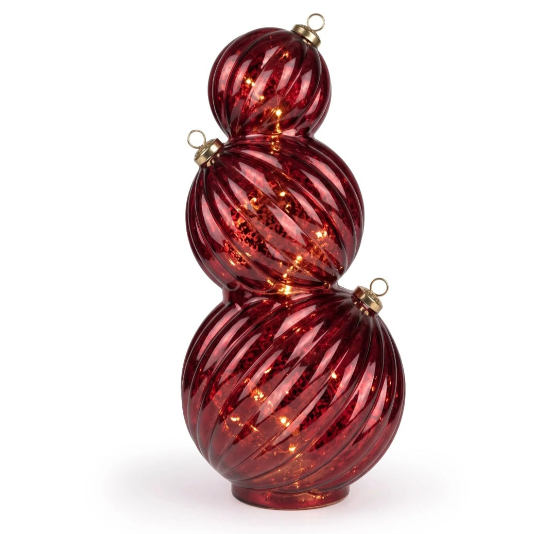 Red LED Stacked Christmas Baubles