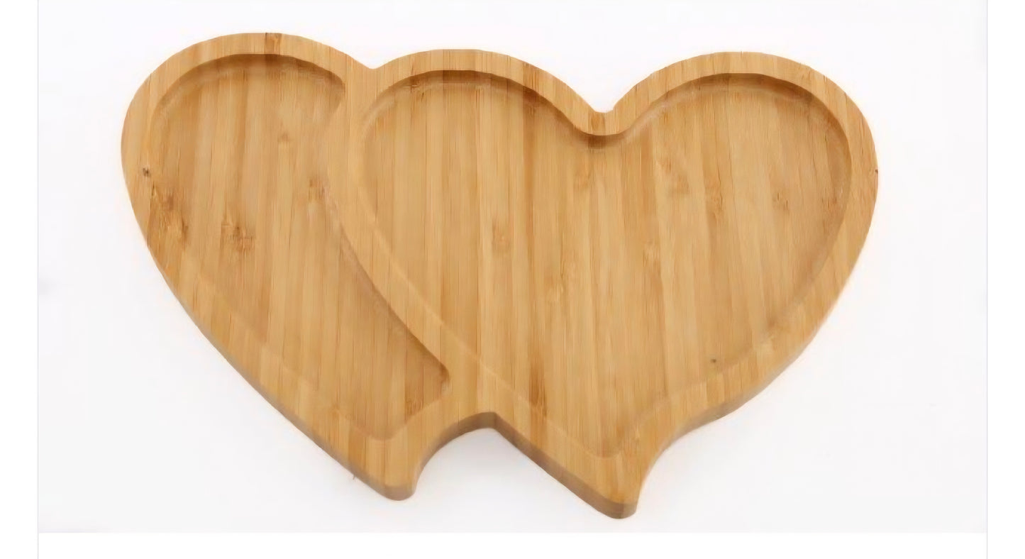Wooden Heart Snack Tray
