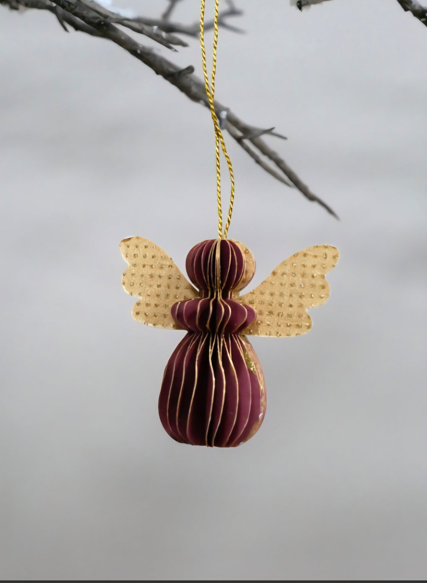 Hand Crafted Tree Angels, deep red