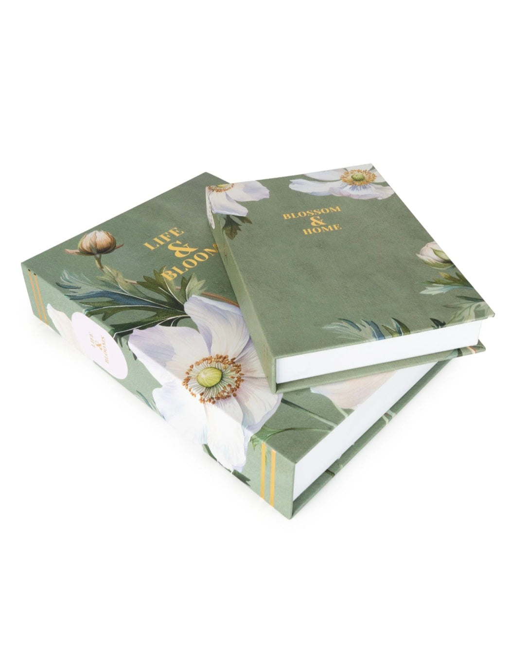 Set of 2 Faux Storage Boxes White Poppy