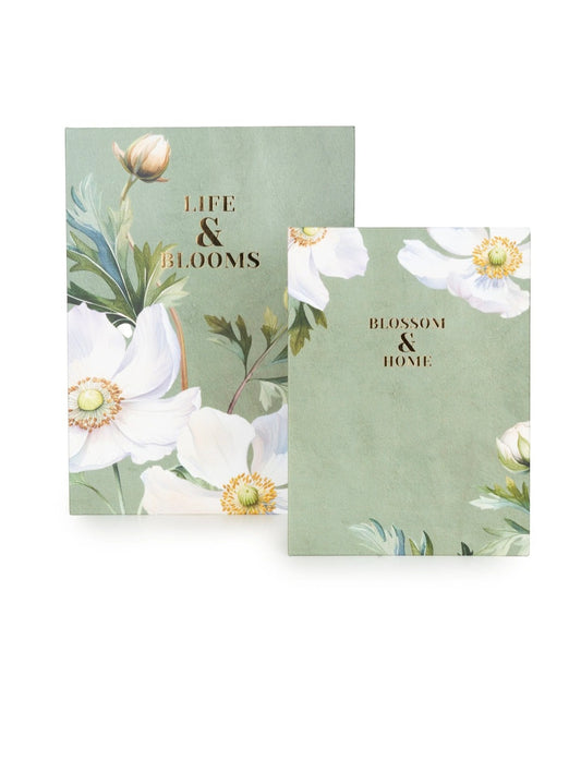 Set of 2 Faux Storage Boxes White Poppy