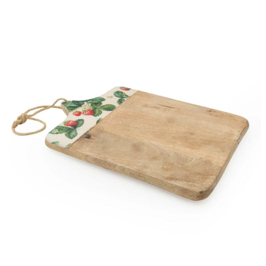 Handcrafted Chopping Board Mango Wood - Strawberries