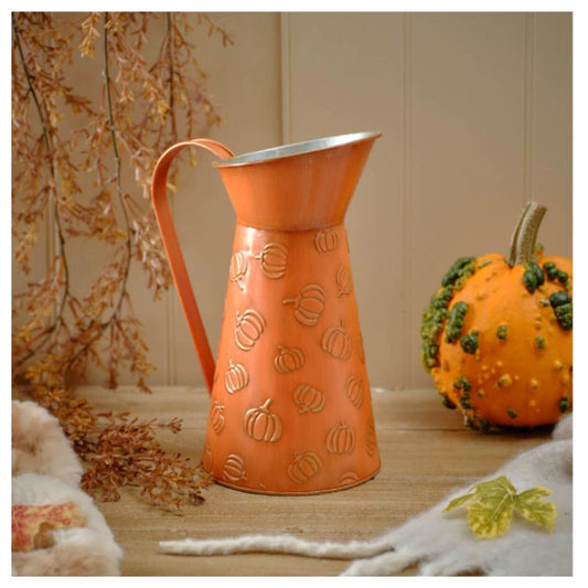HARVEST HOME EMBOSSED PUMPKIN METAL JUG
