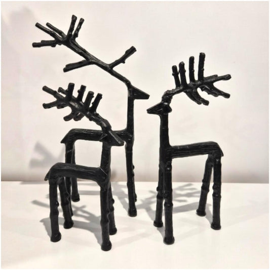 Set of 3 Black Metal Reindeers