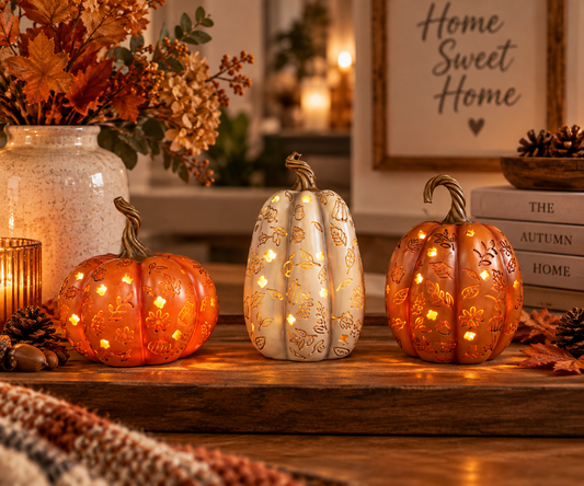 Set Of 3 Light Up Pumpkins