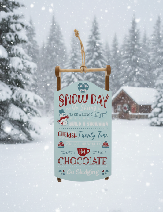 Wooden Sleigh Snow Day Sign