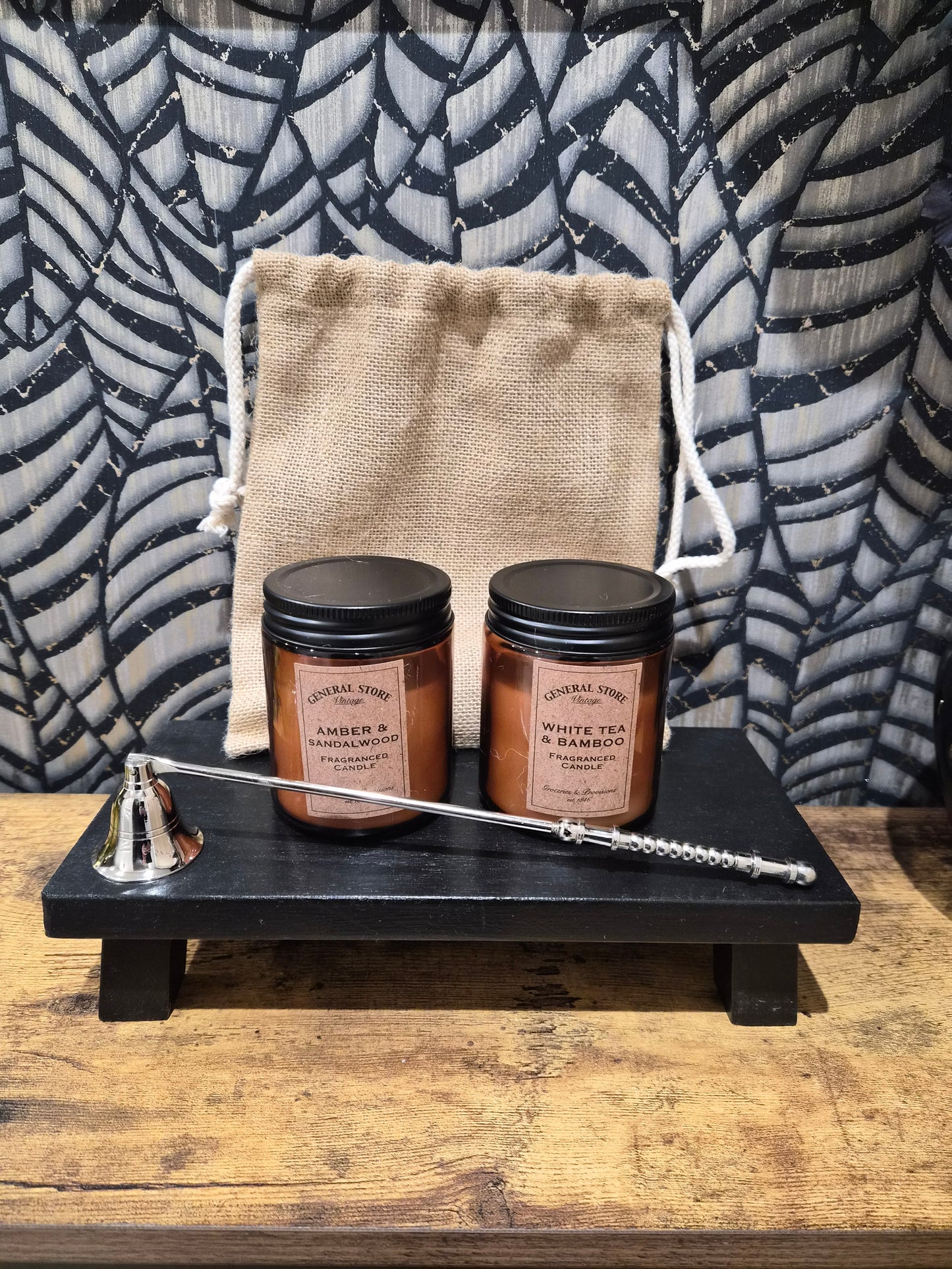 Hessian Bag Candle Set