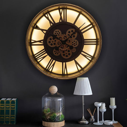 LED Gold Cog Clock