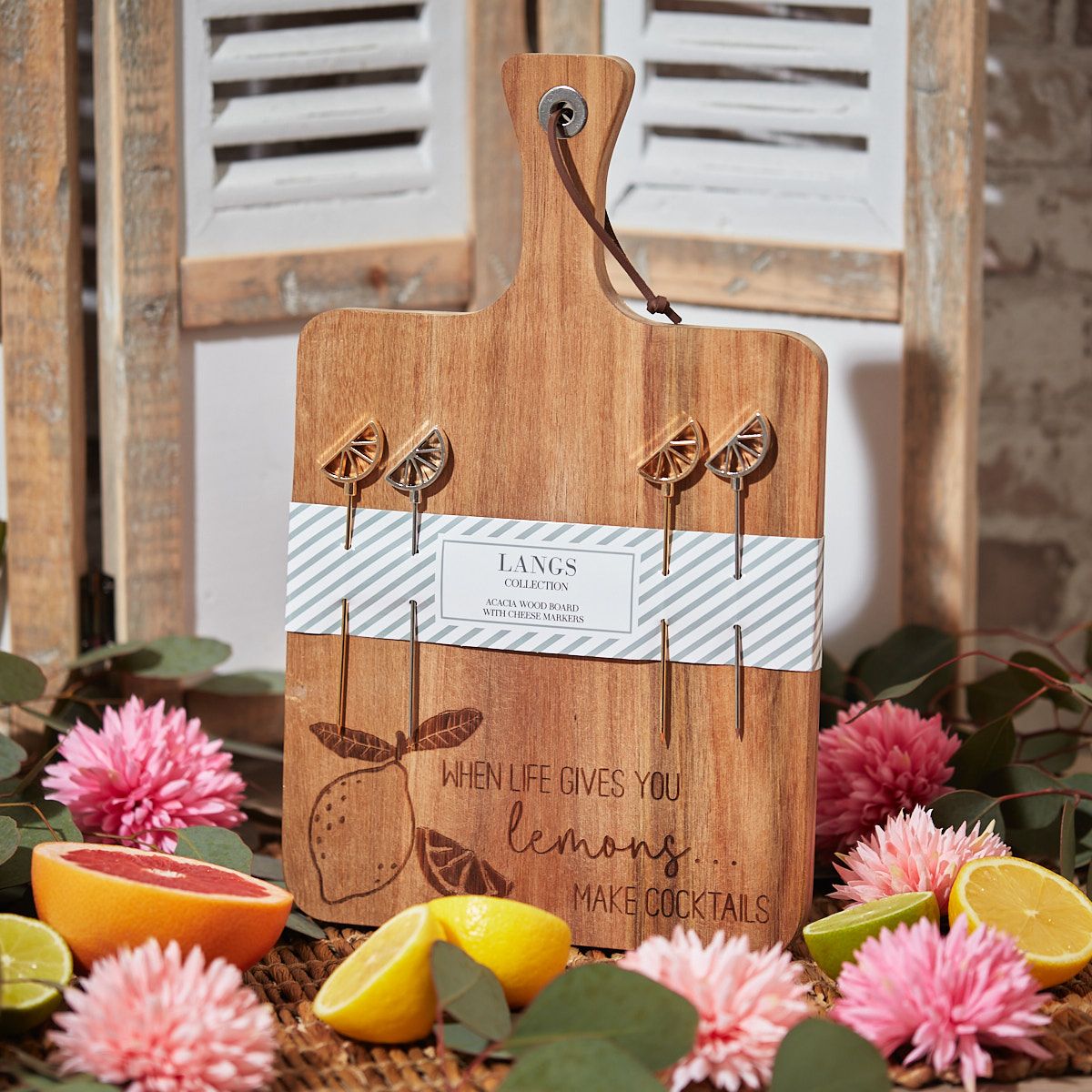 Acacia Board With Metal Lemon Picks