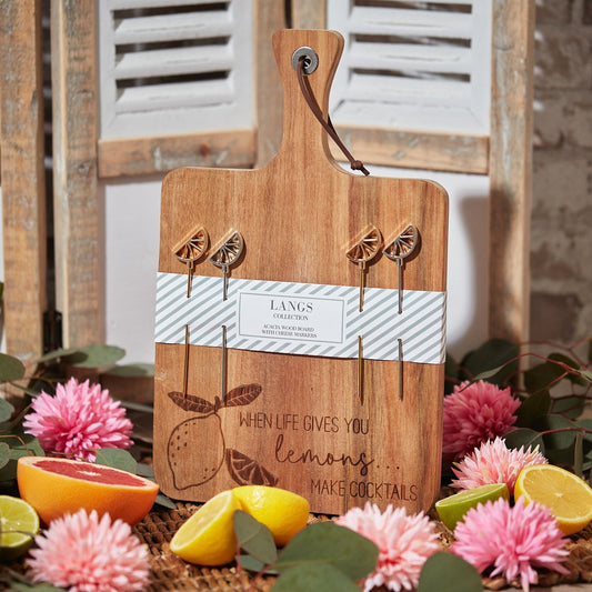 Acacia Board With Metal Lemon Picks
