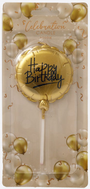 Set of 4 Birthday Candles (2 Coloured & 2 Gold)
