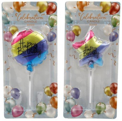 Set of 4 Birthday Candles (2 Coloured & 2 Gold)
