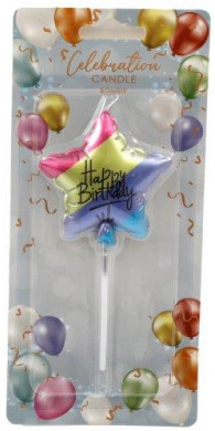 Set of 4 Birthday Candles (2 Coloured & 2 Gold)
