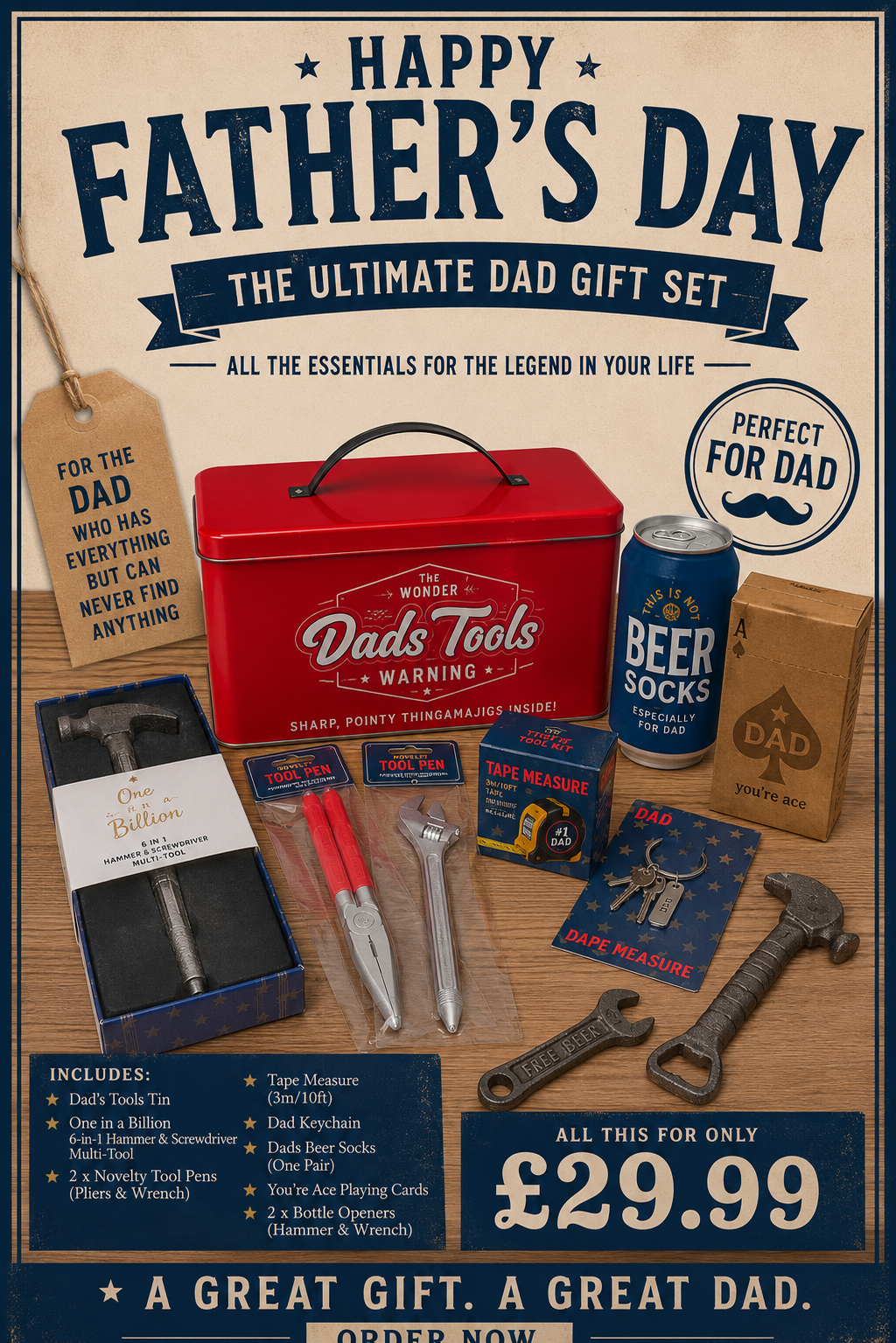 Red Fathers Day Tool Tin