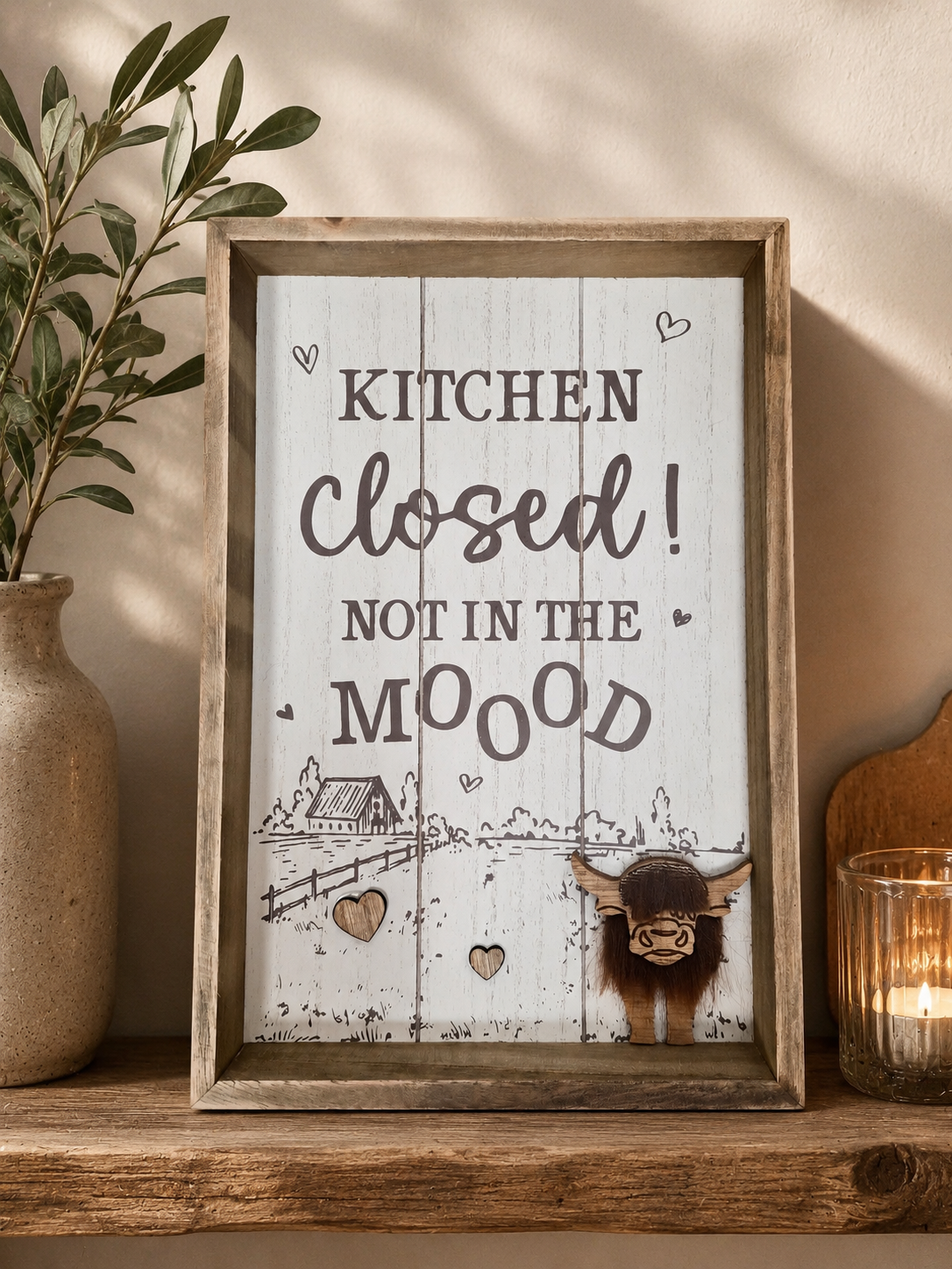 Highland Cow Kitchen Closed Plaque