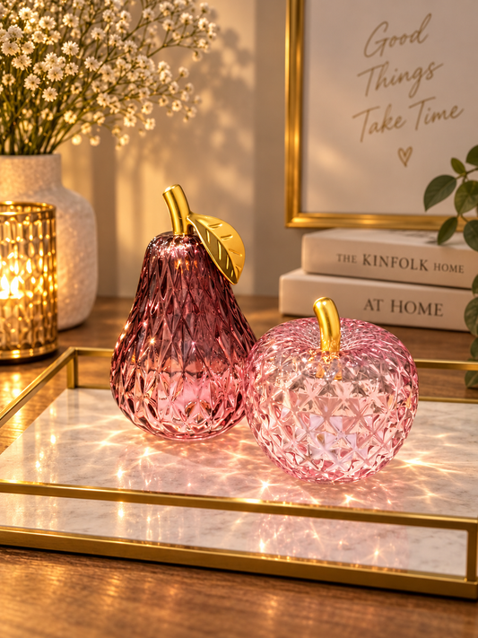 Small Pink LED Apple & Pear Set