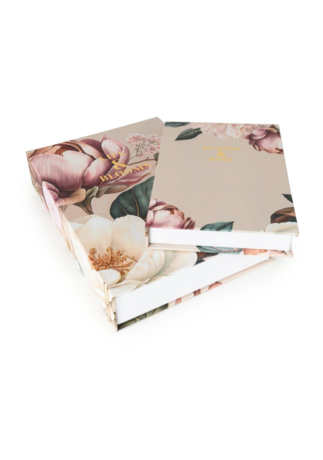 Set of 2 Faux Storage Boxes Peony
