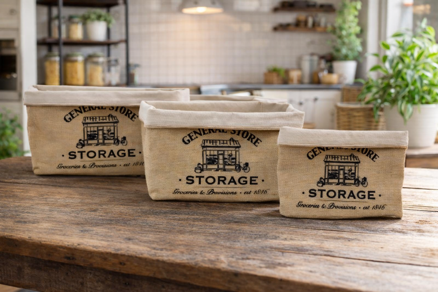 Set of 3  General Store Jute Baskets