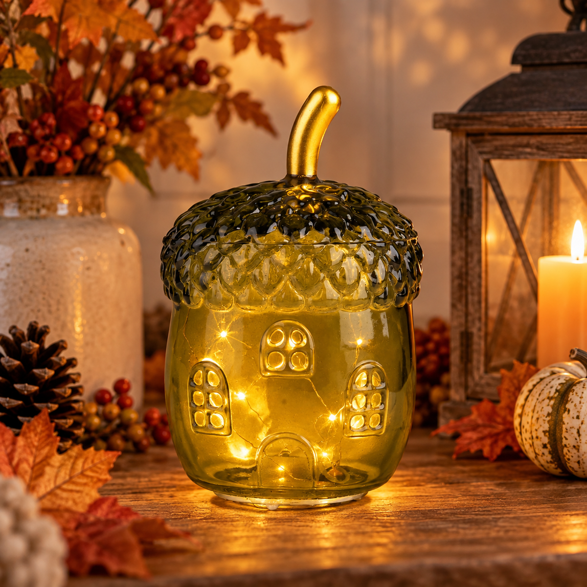 Green Acorn Light Up House