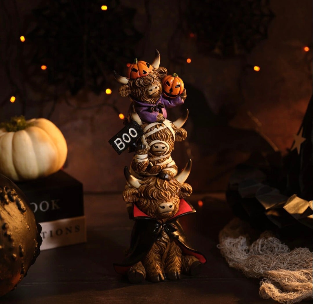 Highland Cows with Boo Plaque Ornament