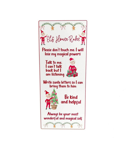 Elf Crew House Rules Wooden Plaque