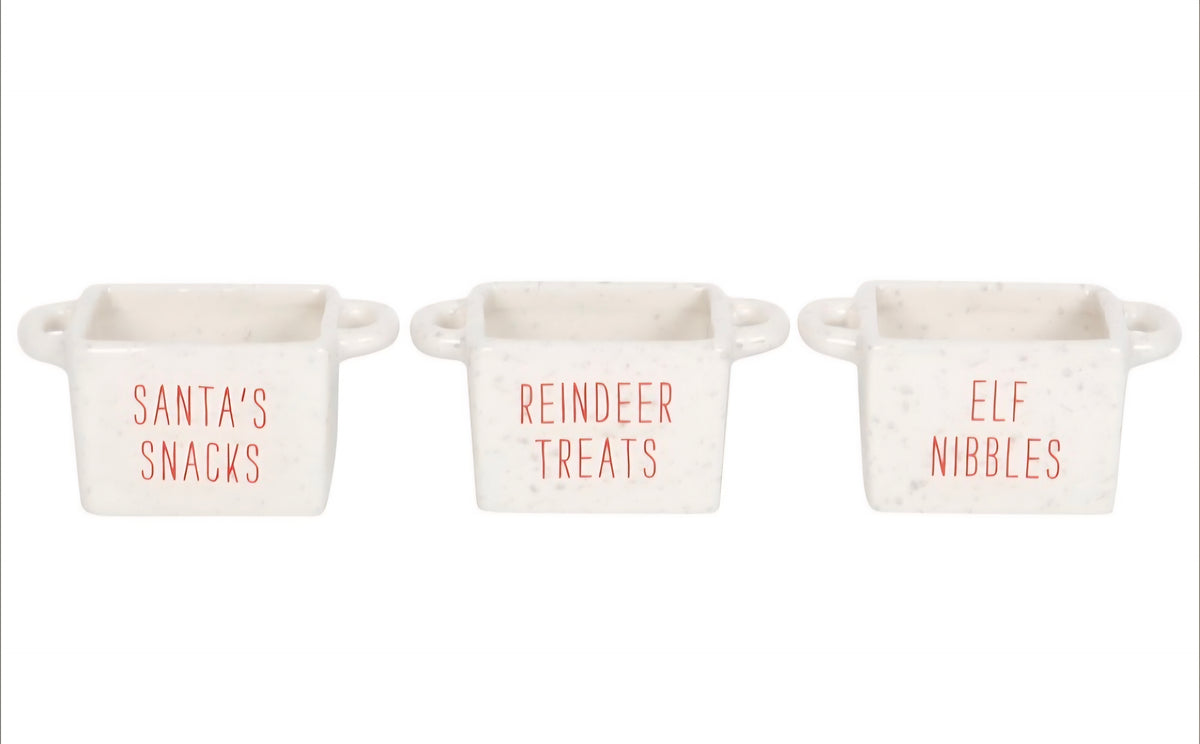 Small Set of 3 Ceramic Christmas Snacks Bowls