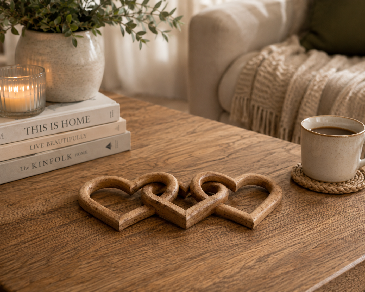Wooden Chain of Hearts