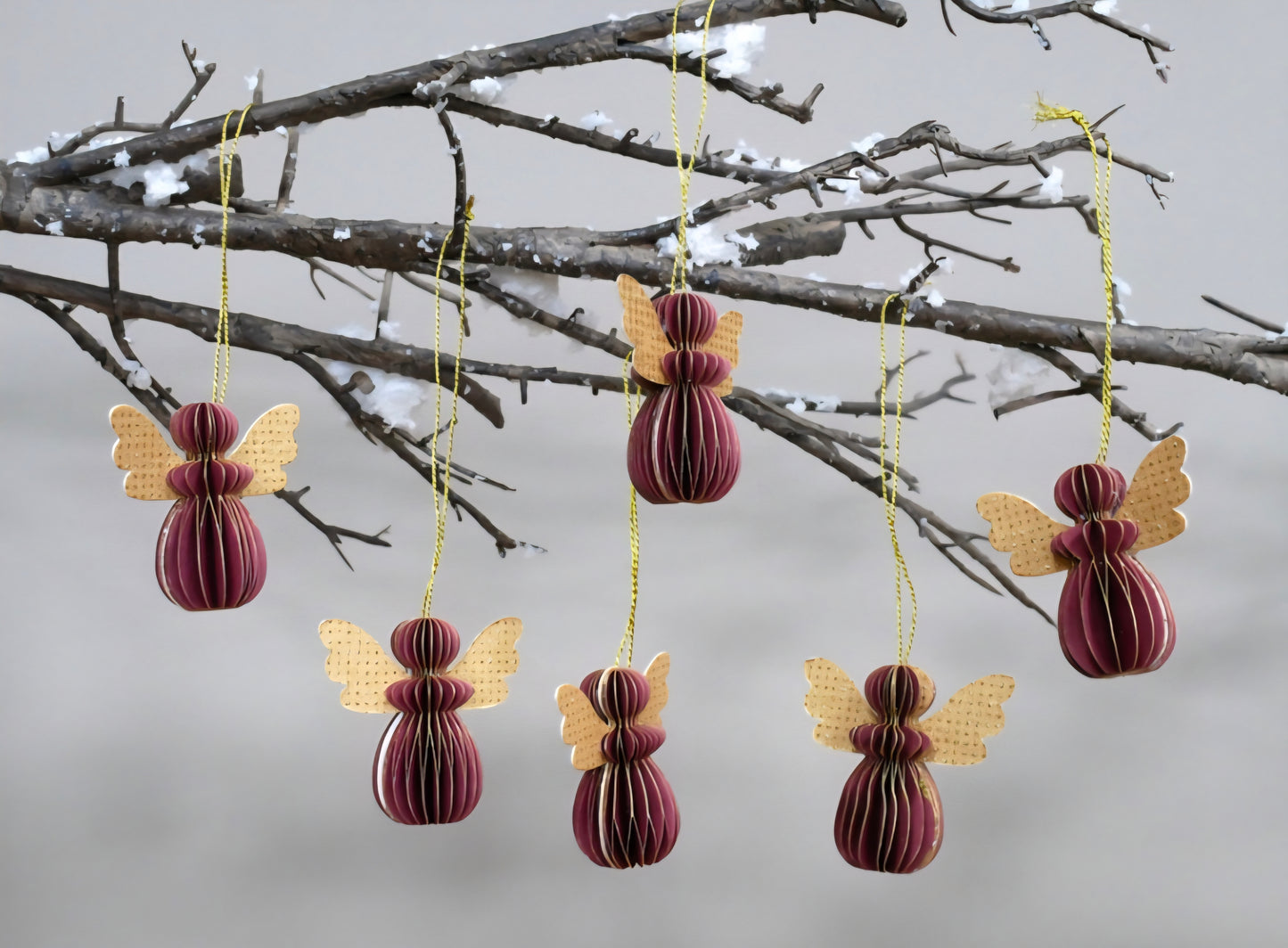 Hand Crafted Tree Angels, deep red