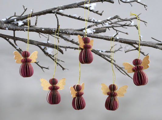 Hand Crafted Tree Angels, deep red